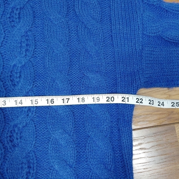 Sun + Moon Blue Turtleneck Cable Knit Sweater Size Large - Picture 3 of 9